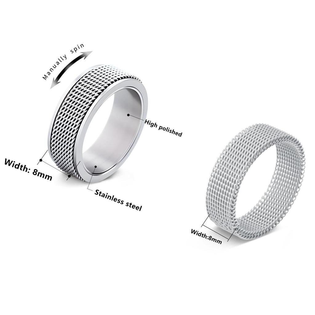 European Trend 18K Gold-Plated Stainless Steel Rotatable Grid Design Decompression Ring