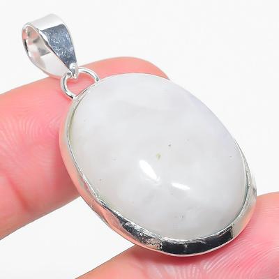 Natural Rainbow Moonstone Gemstone 925 Sterling Silver Pendant 1.73" C7l35