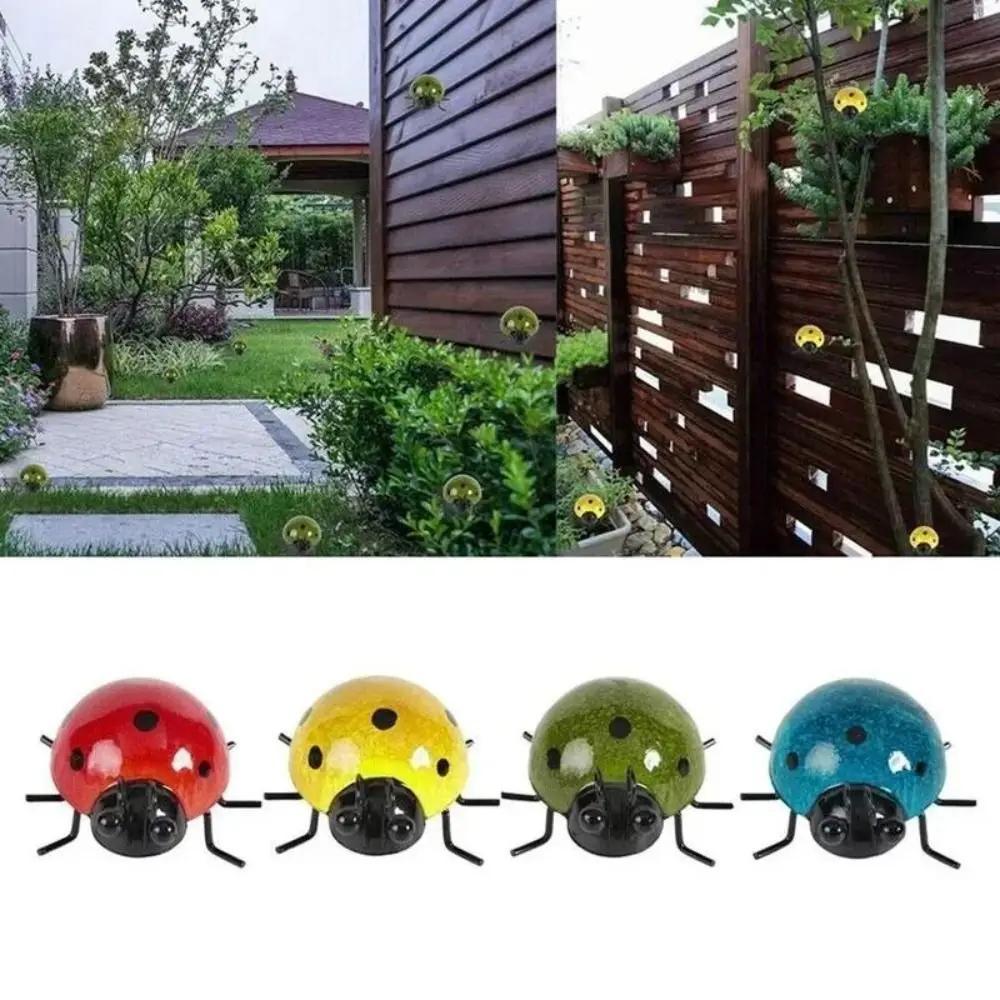 New Metal Material Mini Ladybug Mini Size Cute Beetle Fence Hanger Hanging Design Patio Sculpture Outdoor Decor