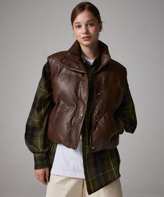 Awesome Studio Faux Leather Padded Vest Brown