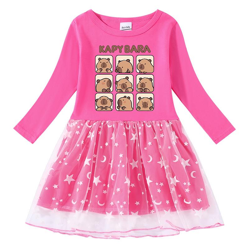 Korean Style Princess Dress: Stars & Rainbow Sequin Mesh, Short Sleeve for Summer, Long Sleeve for Spring/Autumn