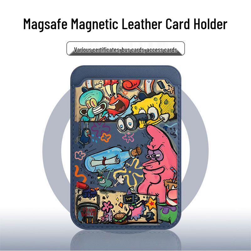SpongeBob MagSafe Card Holder Leather Phone Case
