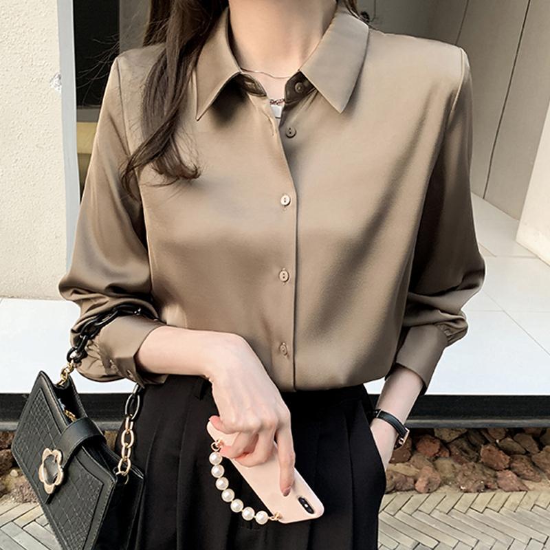 Fashion Blouses Shirts Long Sleeve Turn Down Collar Office Lady Chiffon Blouse Shirt Women Tops J751
