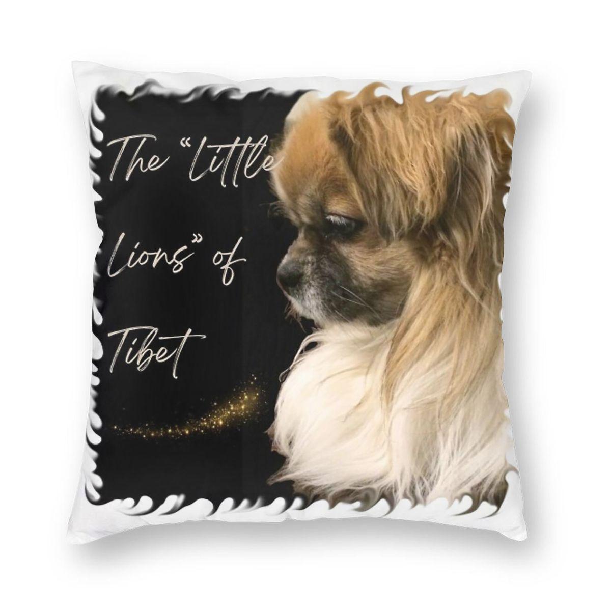 

Tibetan Spaniel Dog Square Pillowcase Polyester Linen Velvet Printed Zip Decorative Pillow Case Room Cushion Case 12x12Inch