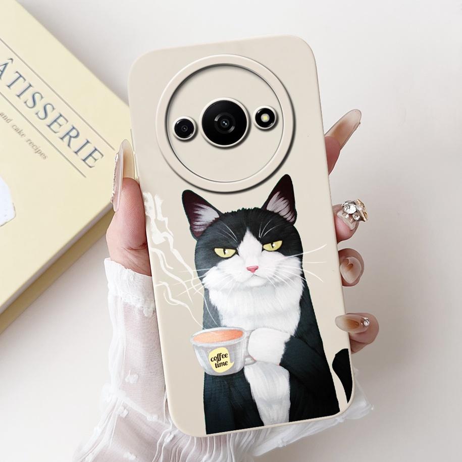 Für Xiaomi Redmi A3 Hülle 2024 Neue Mode Blume Quadratisch Silikon Kameraobjektiv Schutzabdeckung Für Xiaomi Poco C61 RedmiA3 Stoßstange