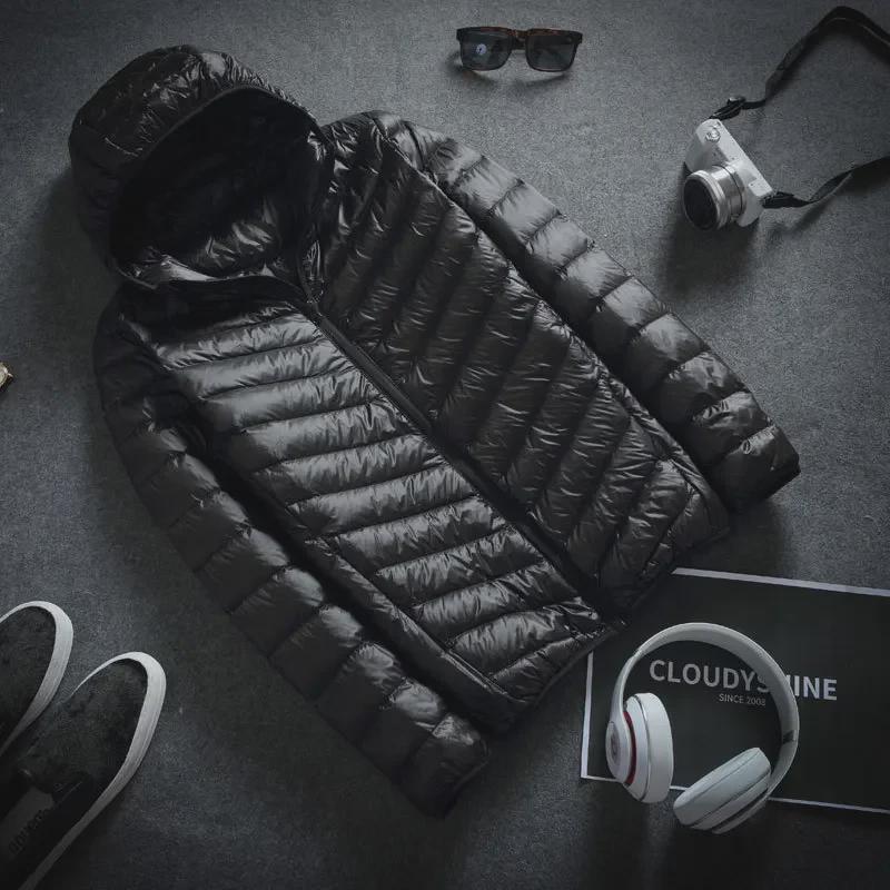 Men's Lightweight Hooded Down Jacket, Ultra-Thin & Plus Size for Autumn/Winter