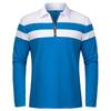Men's Long Sleeve Striped Polo Shirts 1/4 Zip Cotton Patchwork Collared Shirt Casual Fashion Pullover Slim Fit Golf Shirt