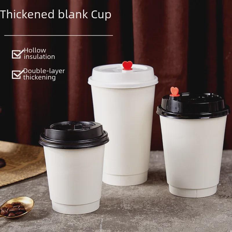 360ml Double-Layer White/Kraft Paper Cup for Hot Coffee & Milk Tea - Disposable 12oz Eco-Friendly Takeaway Cup