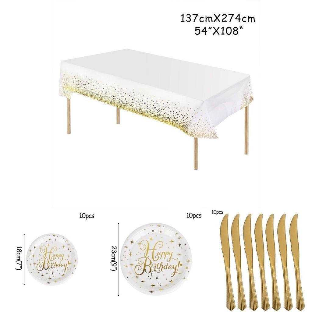 Eleganckie Złote Kropki Stemplowanie Dekoracje na Przyjęcie Urodzinowe Zestaw Jednorazowej Zastawy Stołowej
