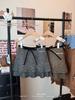 Women's Plus Size Grey Polka Dot Knit Wool A-Line Pleated Short Skirt with High Waist