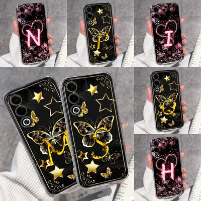 A-Z Letters Phone Cover For Oppo A3 A1 A5 A6 Pro A3x A5x A6x Black TPU Silicone Shockproof Durable Anti Slip Lens Protector Case For Oppo Bumper Shell