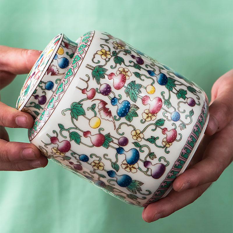 Blue and White Porcelain Storage Jar Colorful Gourd Storage Jar Home Multi-functional Candy Nut Coffee Bean Medicine Storage Box