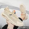 Summer Hollow Pure Color Lace-up Mesh Surface Breathable Sports Men's Running Trend Casual Plus Size Men's Shoes