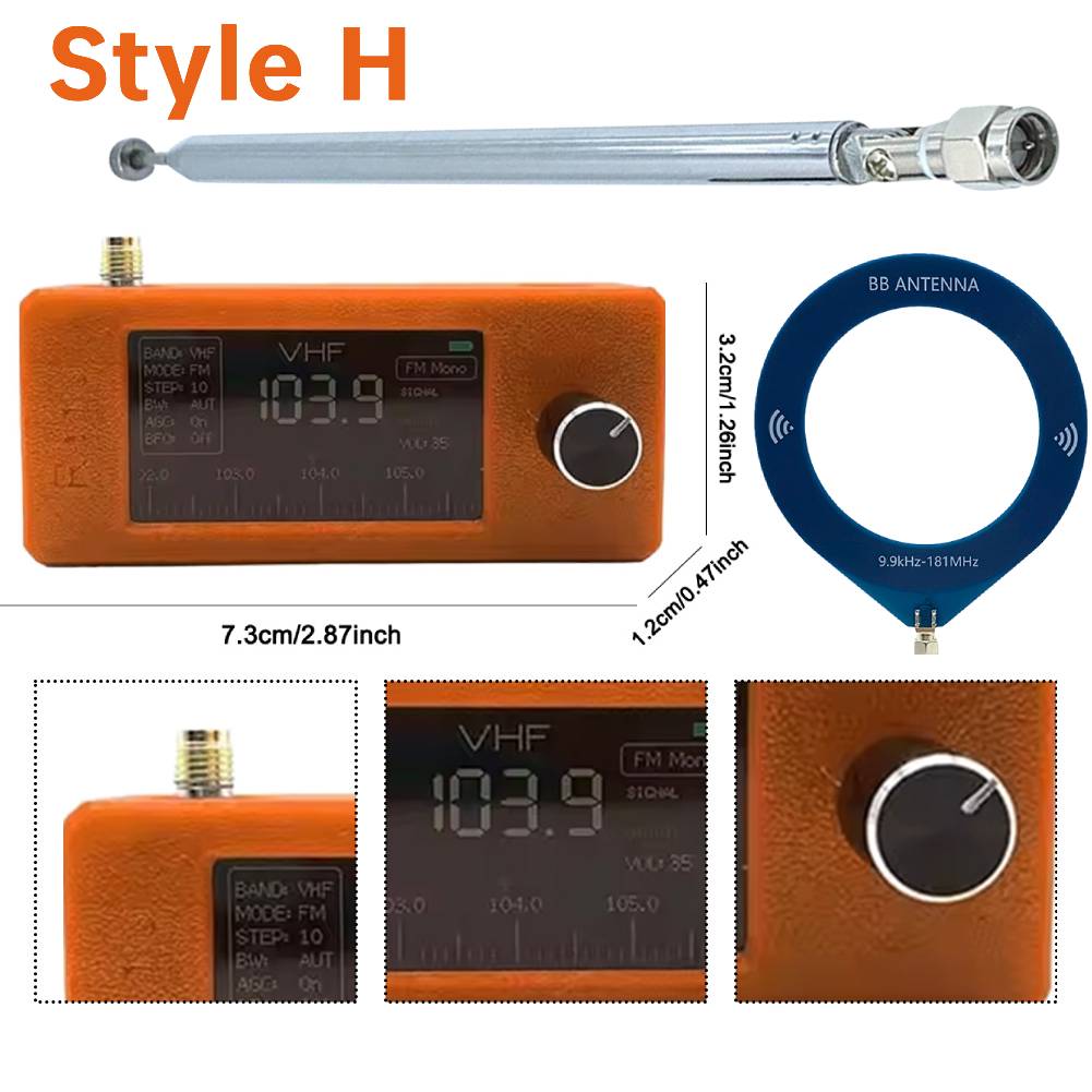 SI4732 0.5-108mhz Pocket Mini Radio 1.9inch IPS Screen FM/AM Radio with Antenna All Band Radio Receiver HF SW MW VHF Radio