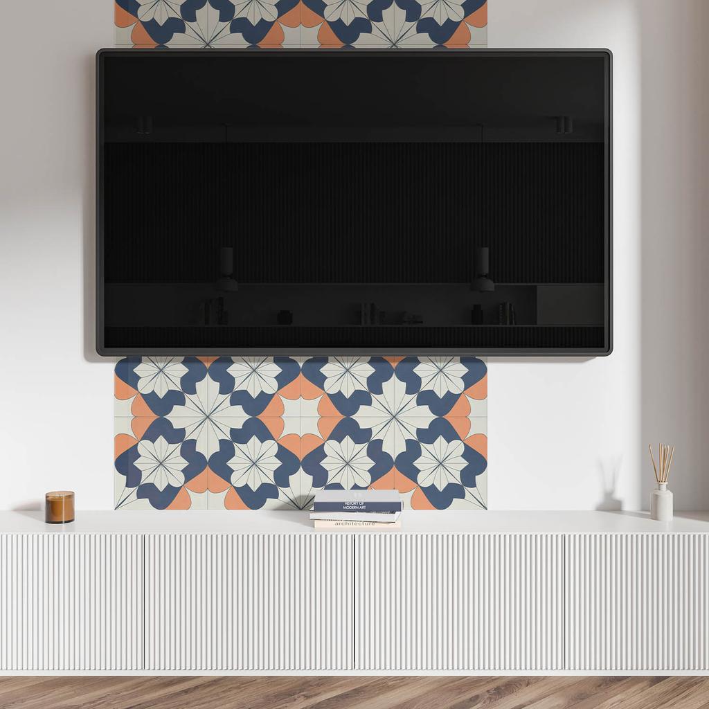 Self-Adhesive Vinyl Printed Panel 100x50 cm Geometric Floral Pattern
