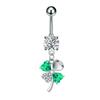 14G Curved Belly Clicker Stainless Steel Butterfly Heart Dangled Crystal CZs Belly Button Rings for Women Navel Clicker Ring