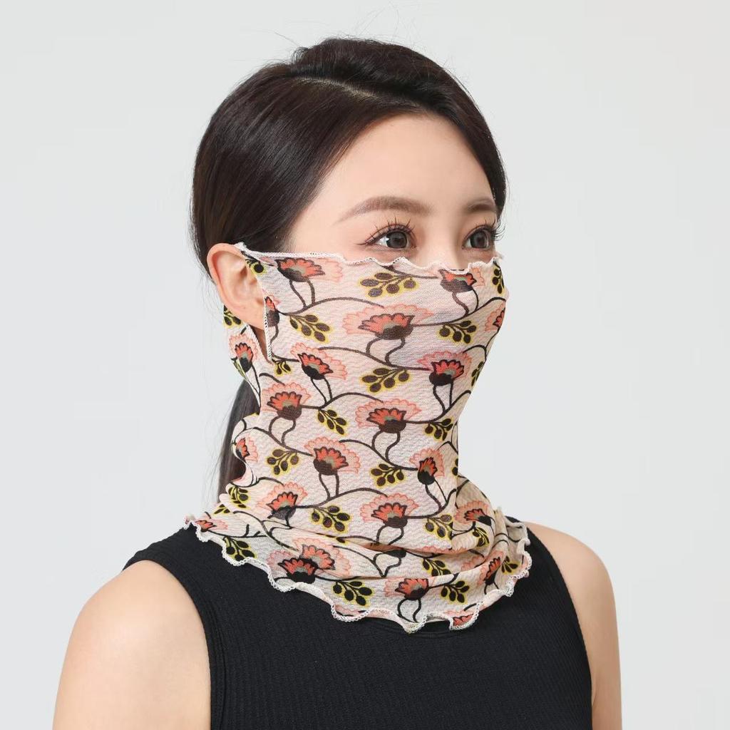 Korean Style Veil Scarf: Full Face & Ear Protection, Trendy Thin Gauze Scarf, Versatile Lolo Set for Women