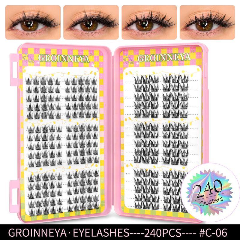 

Groinneya 2025 New Arrival Large Capacity Eyelash Book! 6 Kinds of Mixed Nature Segmented Eyelashes! C6 0.07MM