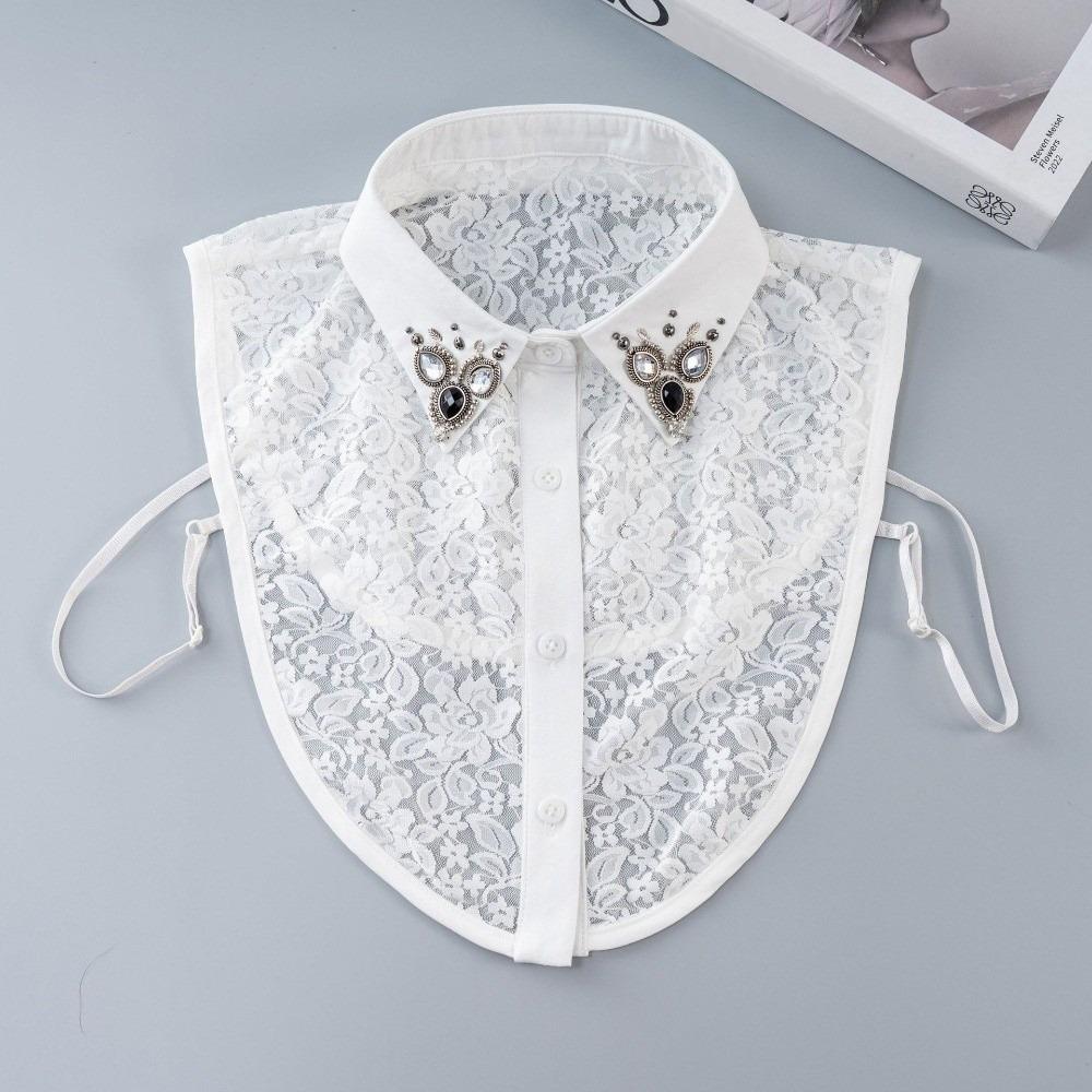 Top Neckwear Shirt Fake Collar Clothing Accessory Lace Detachable Collar Handmade Embroidered Lapel Fake Collar Women s Clothing белый
