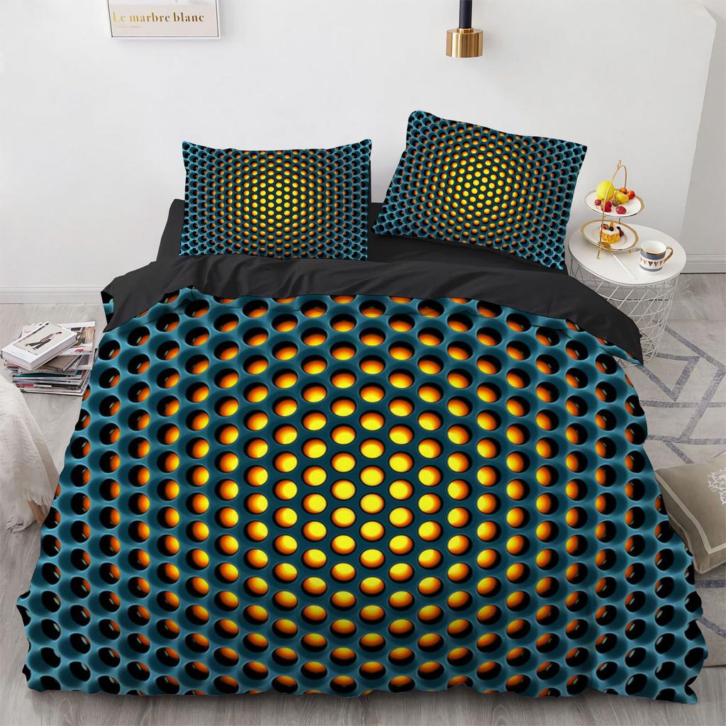 3D Honeycomb King Queen Duvet Cover Solid Geometry Bedding Set For Teens Adult Psychedelic Abstract 2/3pcs Polyester Quilt Cover