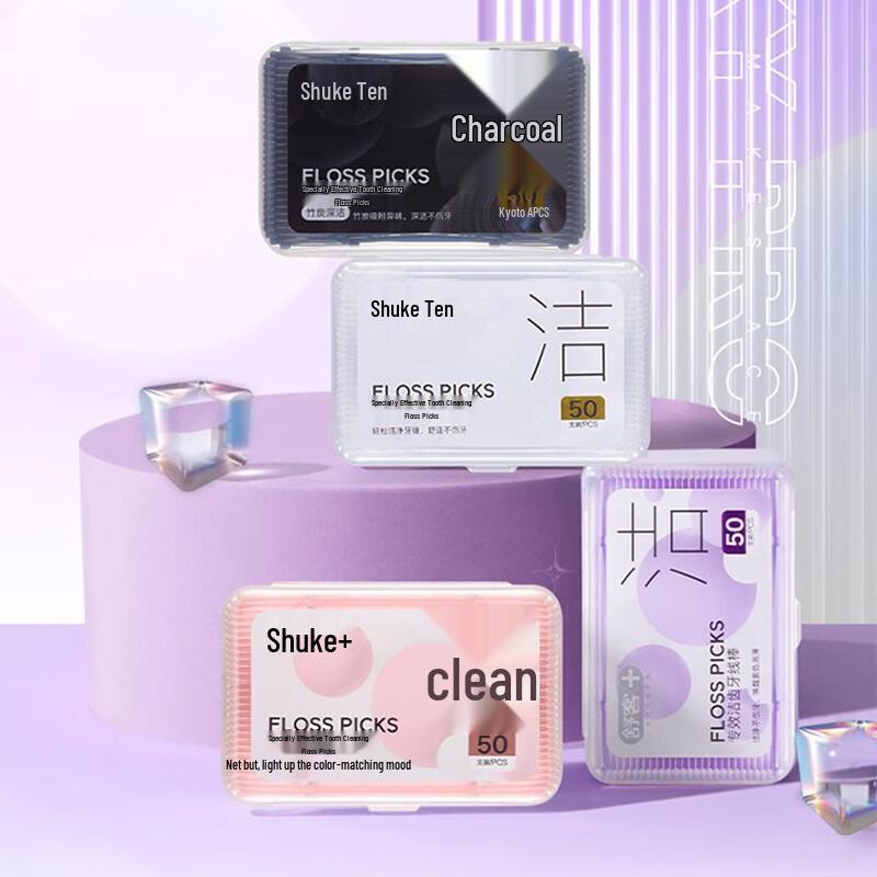 

Shuke Deep Clean Bamboo Charcoal Dental Floss Picks - 4 Boxes