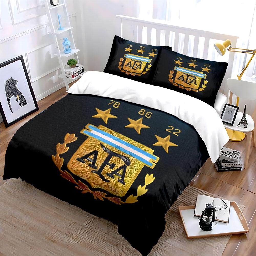 Golden stars and emblem. Bedding sets Duvet cover sets Duvet covers Pillowcases(1 * Duvet Cover 2 * Pillowcases without duvet insert)