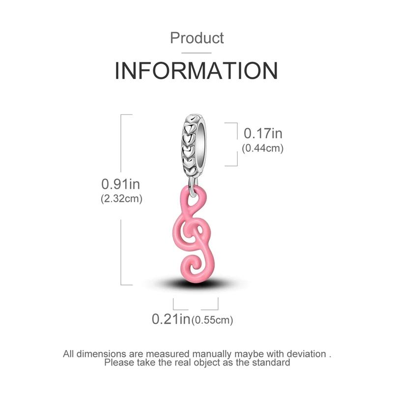 Cute Pink Note Beads Copper Original Beads Fit Originalcharms Bracelet Jewelry Diy Fine Gifts For Women
