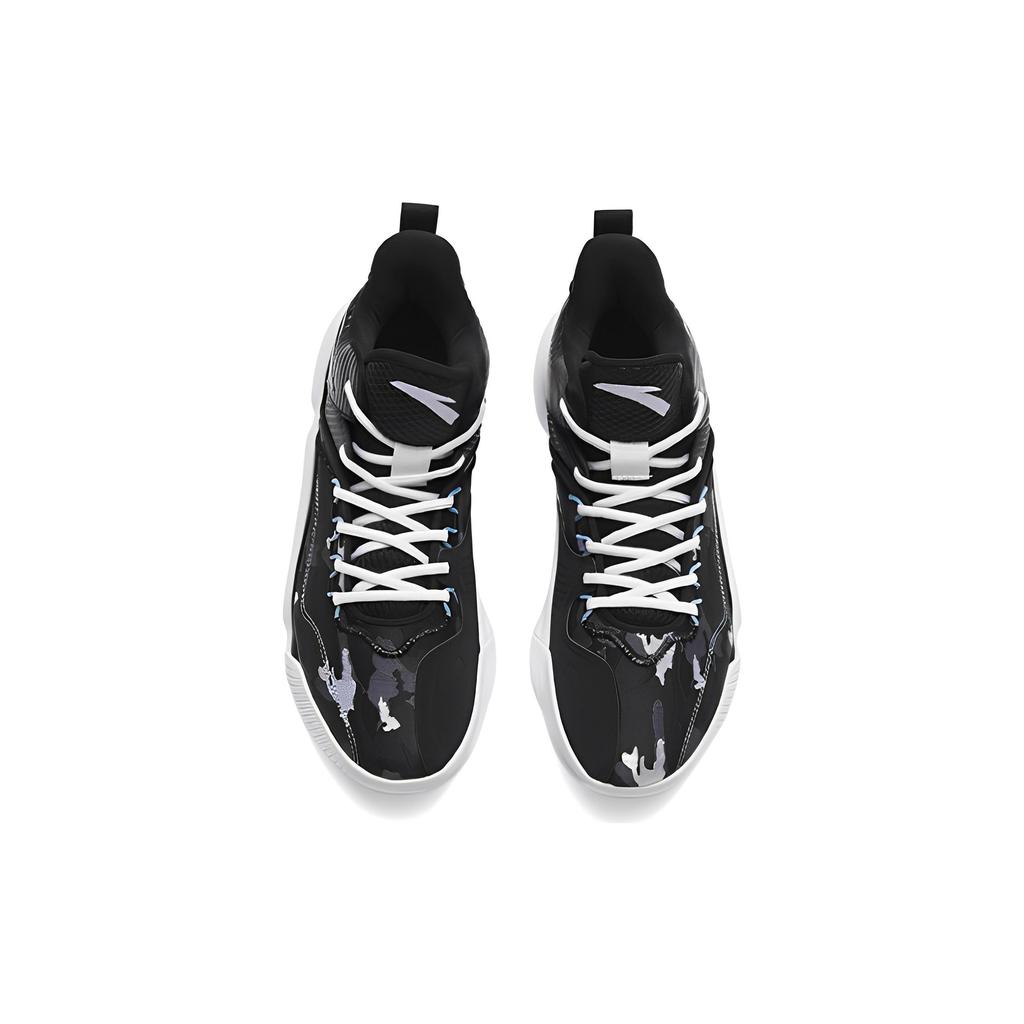 Anta Laser 4 Slip Resistant Abrasion Resistant Mid Top Basketball Shoes Men's Black White 112311607-7