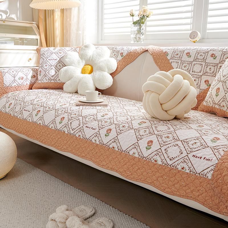 Nordic Simple Sofa Cushion, Universal Non-Slip In All Seasons, Pure Cotton Washed Cotton Fabric, Summer Sofa Cover, Backrest Towel