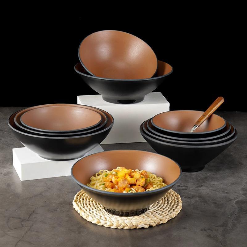 Large Frosted Melamine Ramen Bowl - Japanese-Style Restaurant Noodle Bowl for Mala Tang, Luosifen, Soup, and Rice Noodles