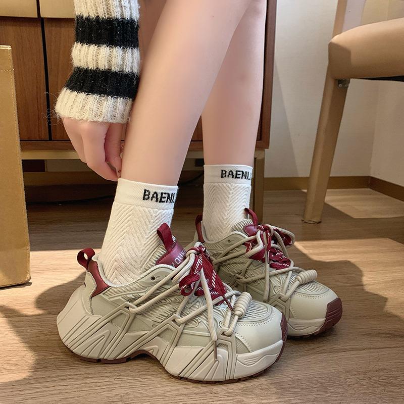 Fashion Spring Autumn Women Chunky Sneakers Casual Shoes Non-slip Wedge Heels Platform Shoes Chaussures 2024 New Femme Sports Dad Shoes