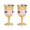 2pcs Metal Goblets Exquisite Painted Flower Pattern Vintage Court    E Glass for Bar Drinkware Gift