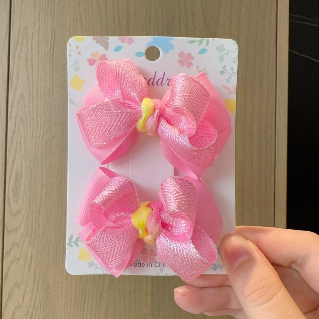 2Pcs/Set New Solid Hairpins Bows for Baby Fashion Bright Hair Accessories Hair Clips Girls Hairpins Children Barrettes