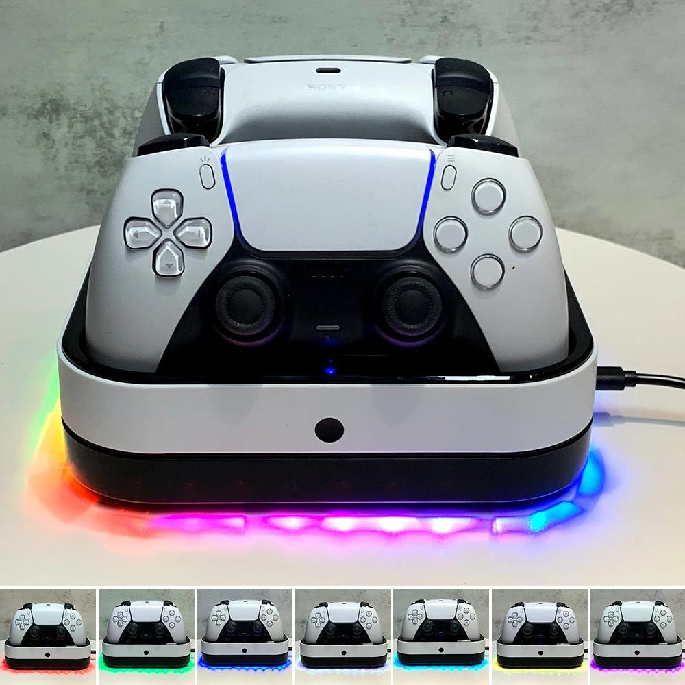 For PS5 Controller Dual Charging Base RGB Fast Charging Station for PS5 Dual Wireless Gamepad Handle Charger Stand