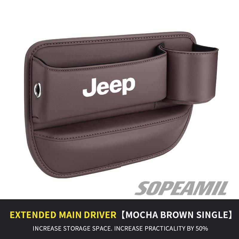 Car Leather Seat Crevice Water Cup Holder Storage Box Jeep Renegade Compass Gladiator Patriot Commander Wrangler Grand Cherokee