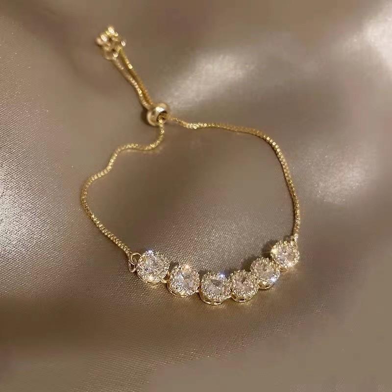 Modern Design Geometric Zircon Bracelet For Women Light Luxury Jewelry Gold