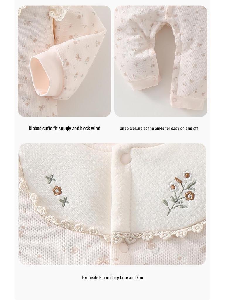 40g Herbst/Winter gesteppter Baby-Strampler - Verdickter Baumwoll-Langarm-Body für den Außenbereich