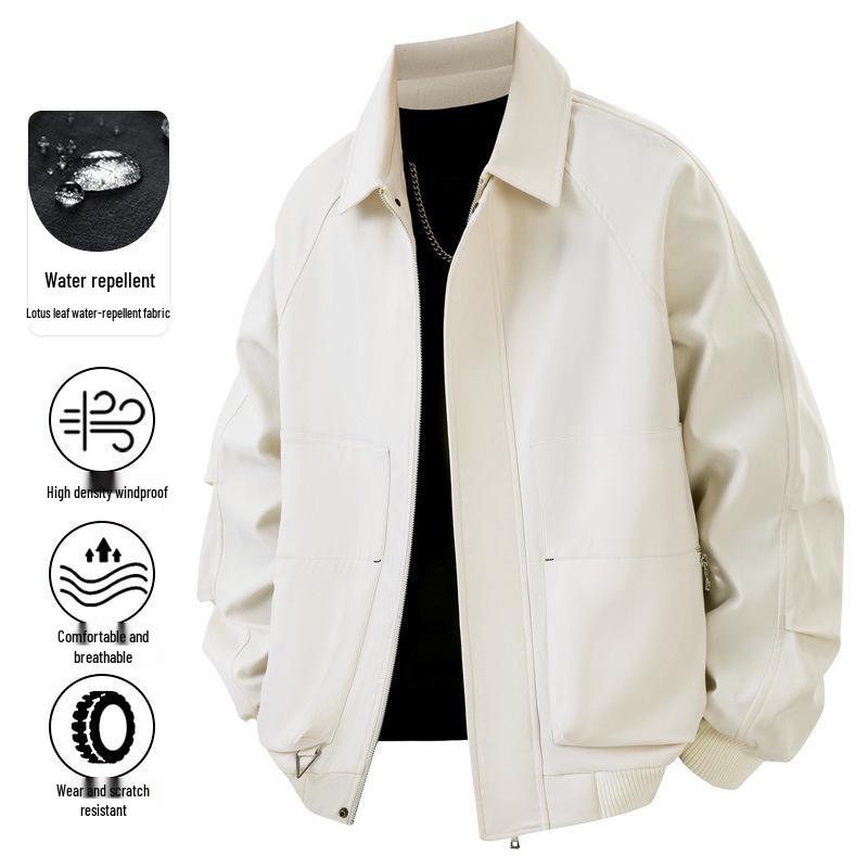 Men's Water-Repellent Casual Workwear Jacket: Loose, Comfortable, Versatile, Trendy Spring & Fall Outerwear