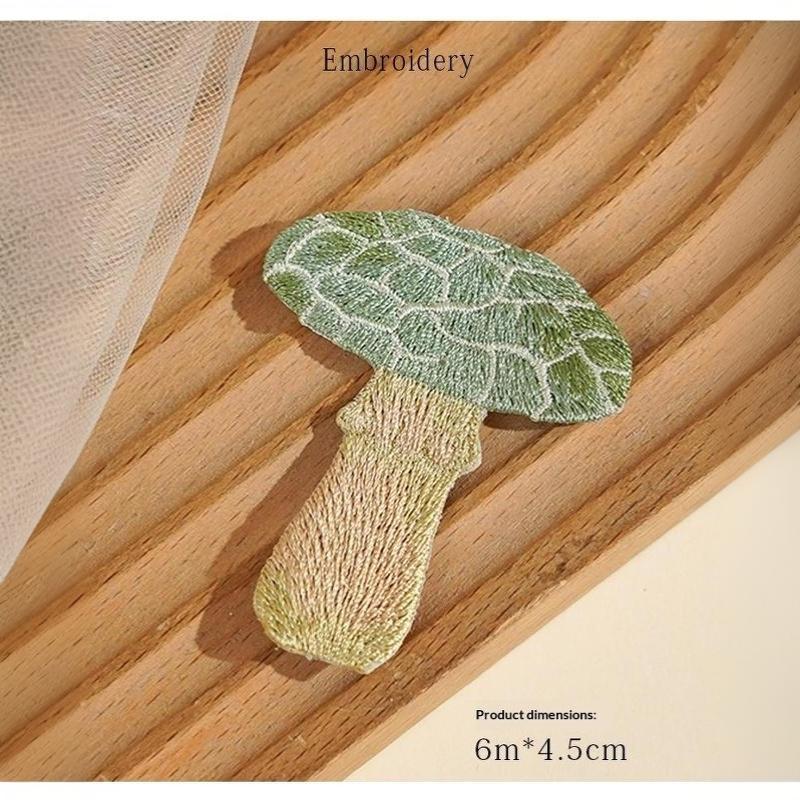 Exquisite Plant Colored Mushroom Embroidery Iron On Pudding Countryside Style Girls' Shoulder Bag Diy Decoration Badge
