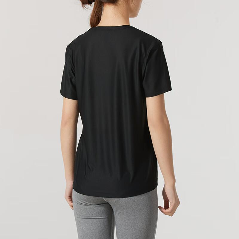 Adidas Training Running Exercise Casual Striped Pullover Short Sleeve T-Shirt Women Tops Black JY8581