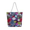 Summer Flower Printed Canvas Beach Handbag for Ladies Single Shoulder Casual Tote Bag Large Capacity