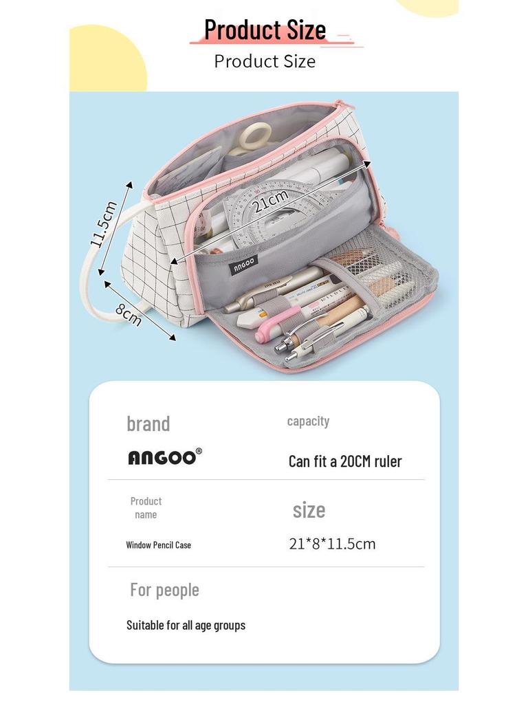 Large Korean-Style Canvas Pencil Case: Cute, Multifunctional, and Fresh Design for Students