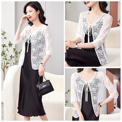 Breathable Summer Women's Cardigan Tie Up Sun Protection Clothing Extra Large Mesh Shawl  for Women