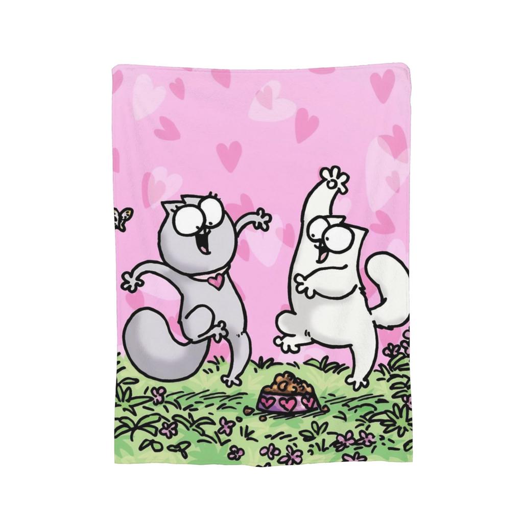 Simons Cat Humorous Cat Flannel Blankets Novelty Throw Blankets for Home Hotel Sofa 125*100cm Bedspreads,