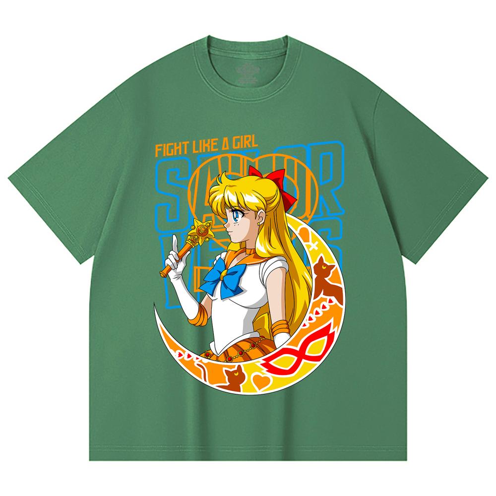 230 Gsm 100% Cotton Sailor Moon V5 Venus Print Unisex Heavy Cotton T Shirt