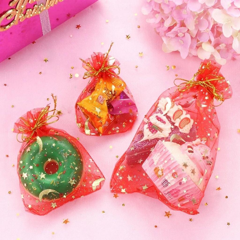 50pcs/lot Gold Color Moon Star Organza Bag Gift Bag Gifts Pouches For Wedding Party Candy Bag Jewelry Packing Wholesale