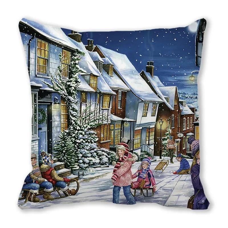 Рождественская елка Снеговик Mail Town Snow Institute Диван Сиденье Автомобиль Ресторан Рождественское украшение Наволочка 45x45cm