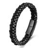 Black Leather Rope Cowhide Men's Double Chain Braided Bracelet Handmade Multilayer Leather Bracelet 2026