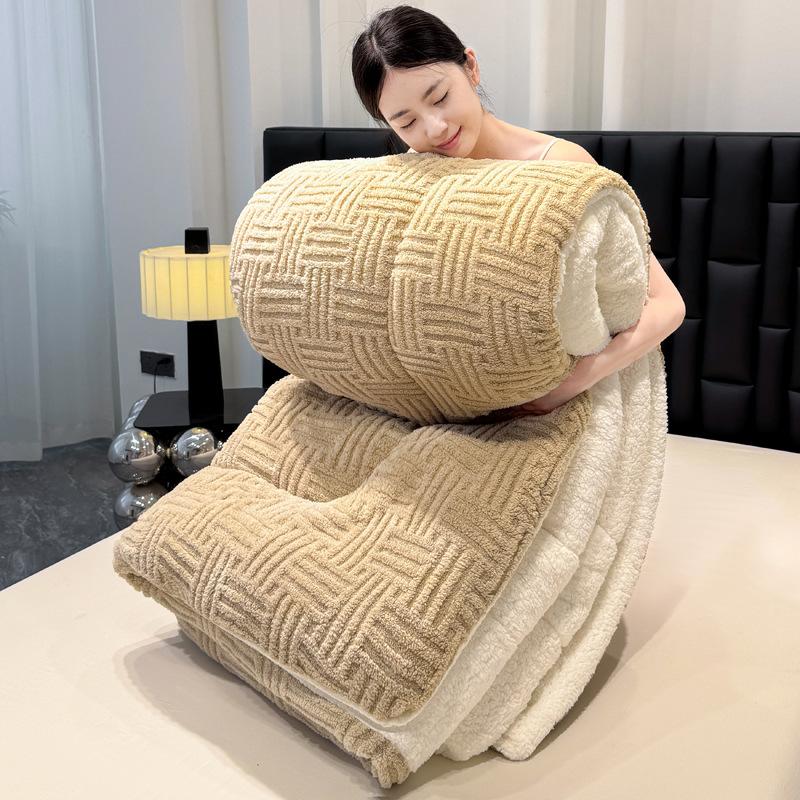 Solid color Tafu velvet jacquard quilt core autumn and winter quilt warm velvet simple wind thick quilt