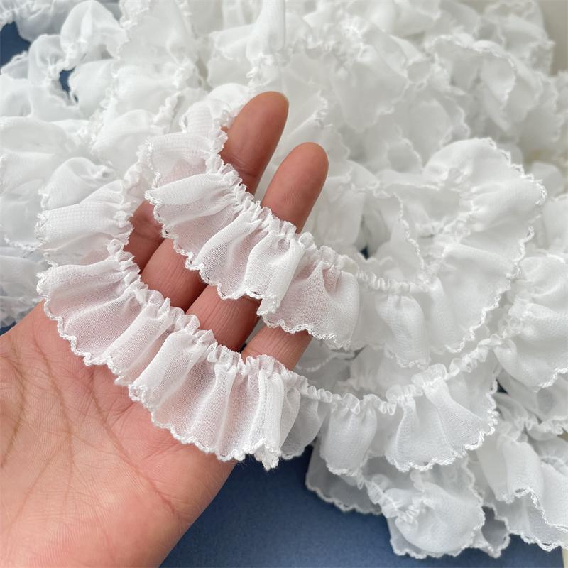 2 Meters 2.5cm wide Ivory Ruffles Lace Trim Dress Skirt Decoration Lace Accessories Lace Ribbon
